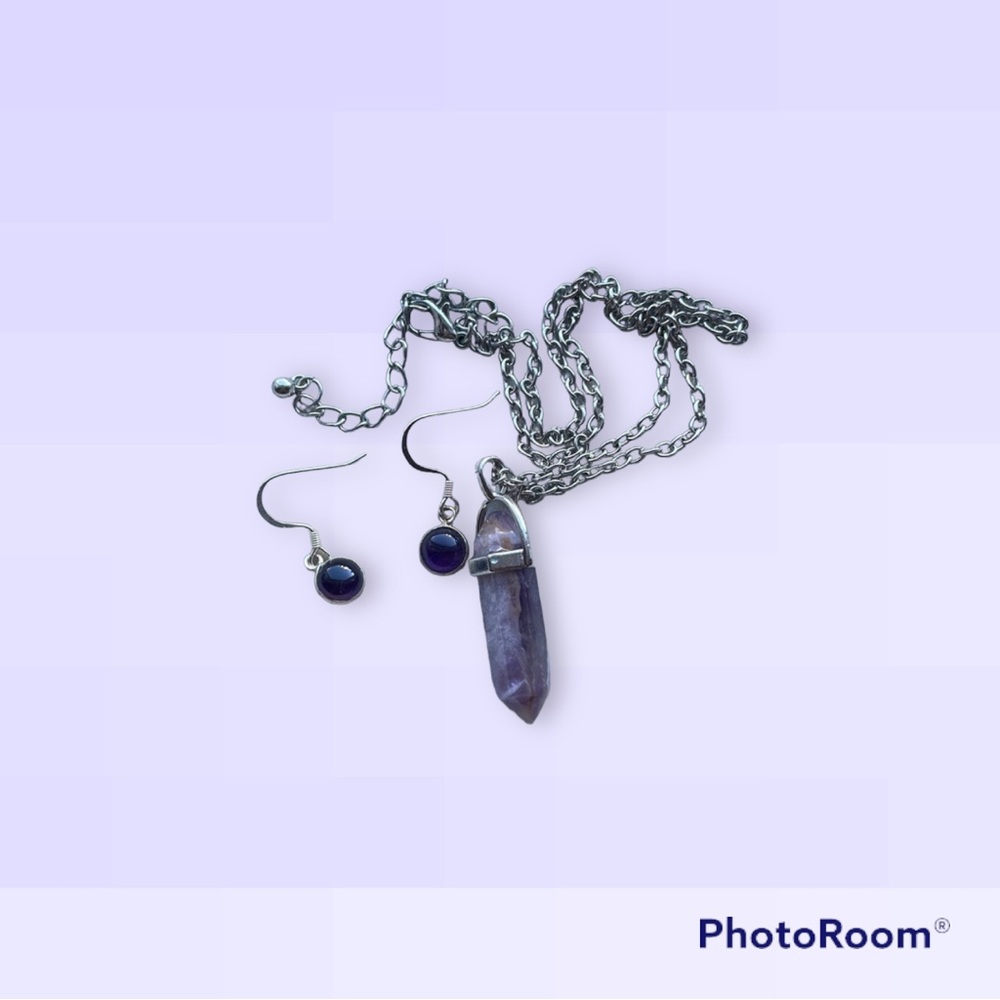 Handmade amethyst earring and necklace set